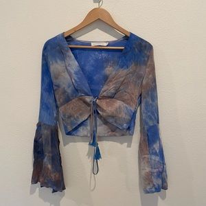 Boho Tie Dye Bell Sleeve Top (S)